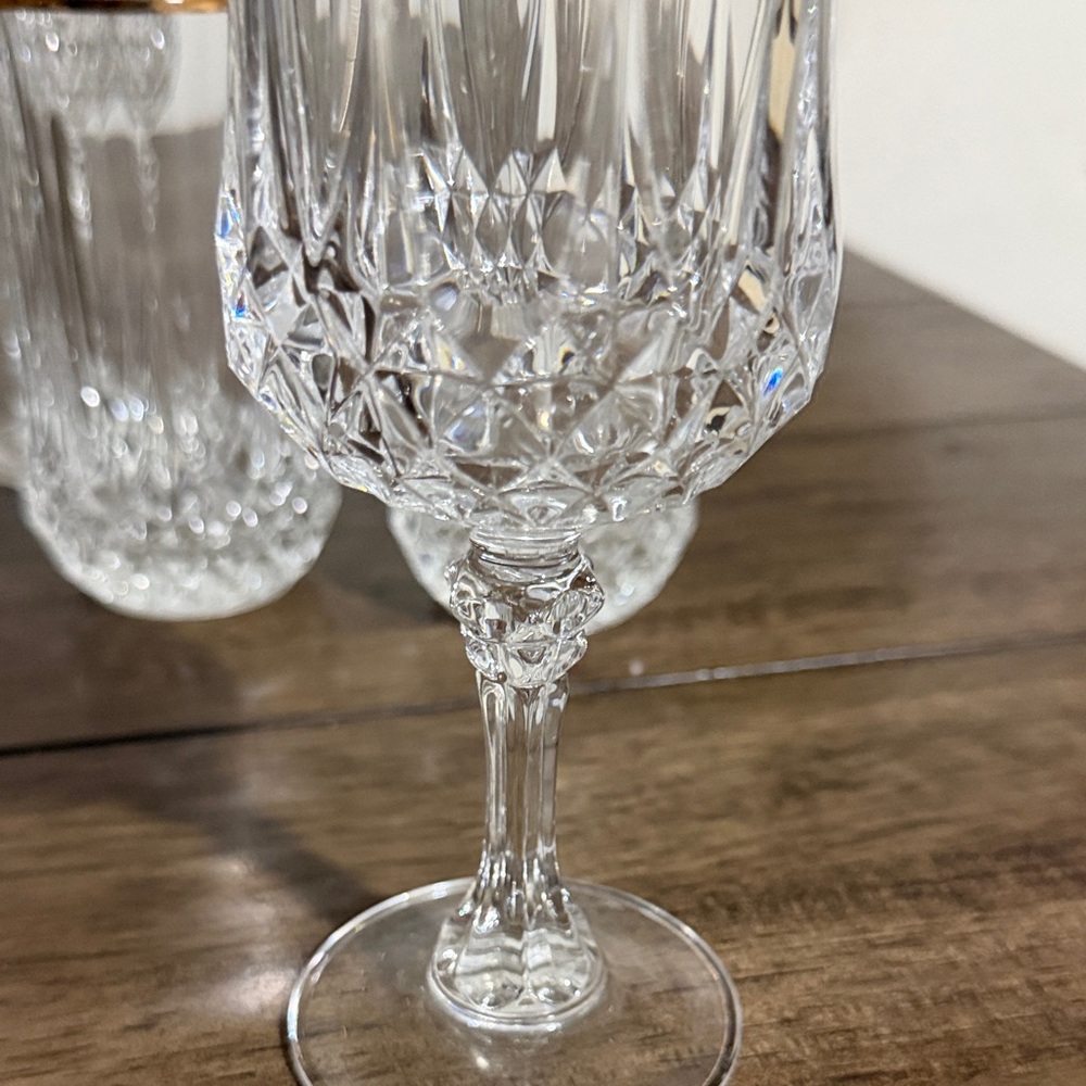 Vintage Cristal d’Arques France 24% Lead Crystal Glasses with Gold Rim – Set of - Picture 6 of 11
